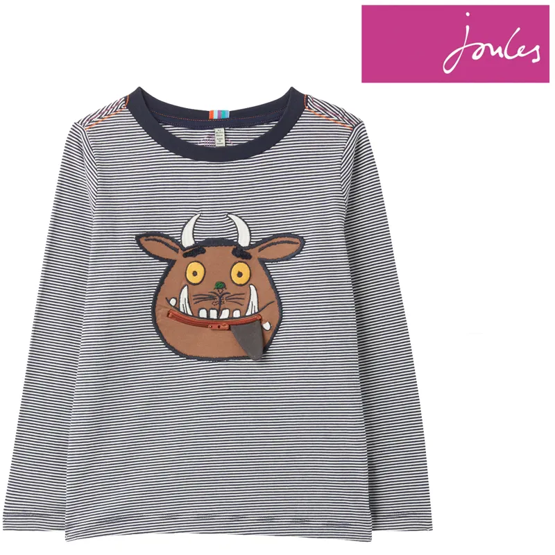 Joules Gruffalo Zipadee Zip Artwork T Shirt -  Navy White Stripe